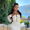 Liana Beyaz Tasarım Elbise