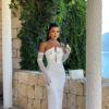 Liana Beyaz Tasarım Elbise - Görsel 7